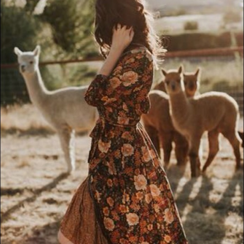 FARM Rio Floral Wrap Maxi Dress in Green, Mustard & Rust - Picture 5 of 6